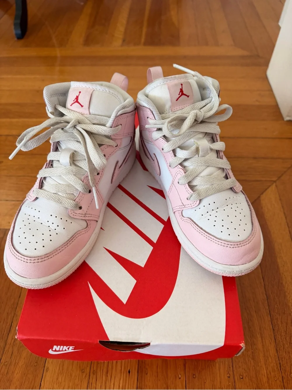 Nike Air Jordan Kids' Pink and White High-Top Sneakers